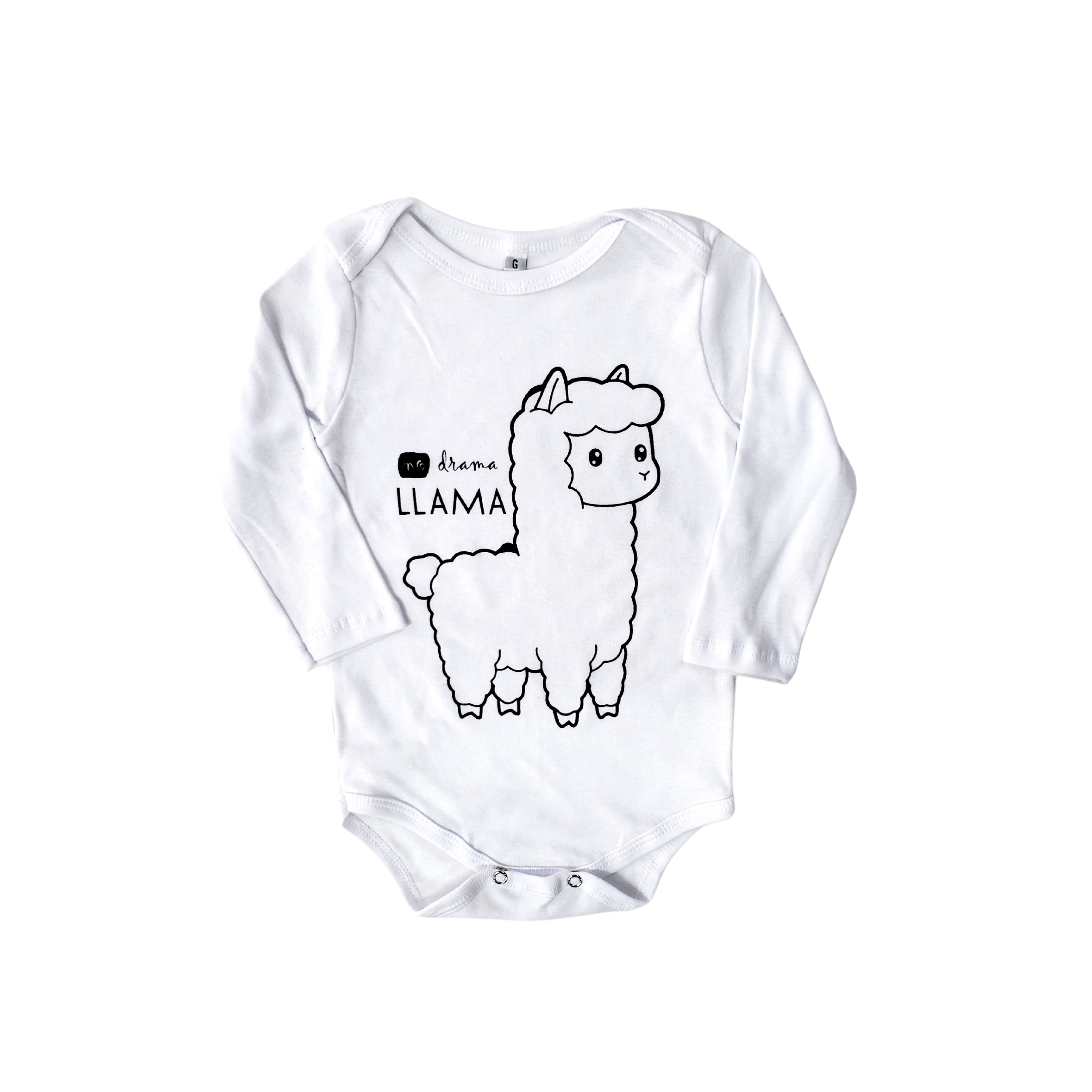 Body Manga Longa Branco No Drama Llama