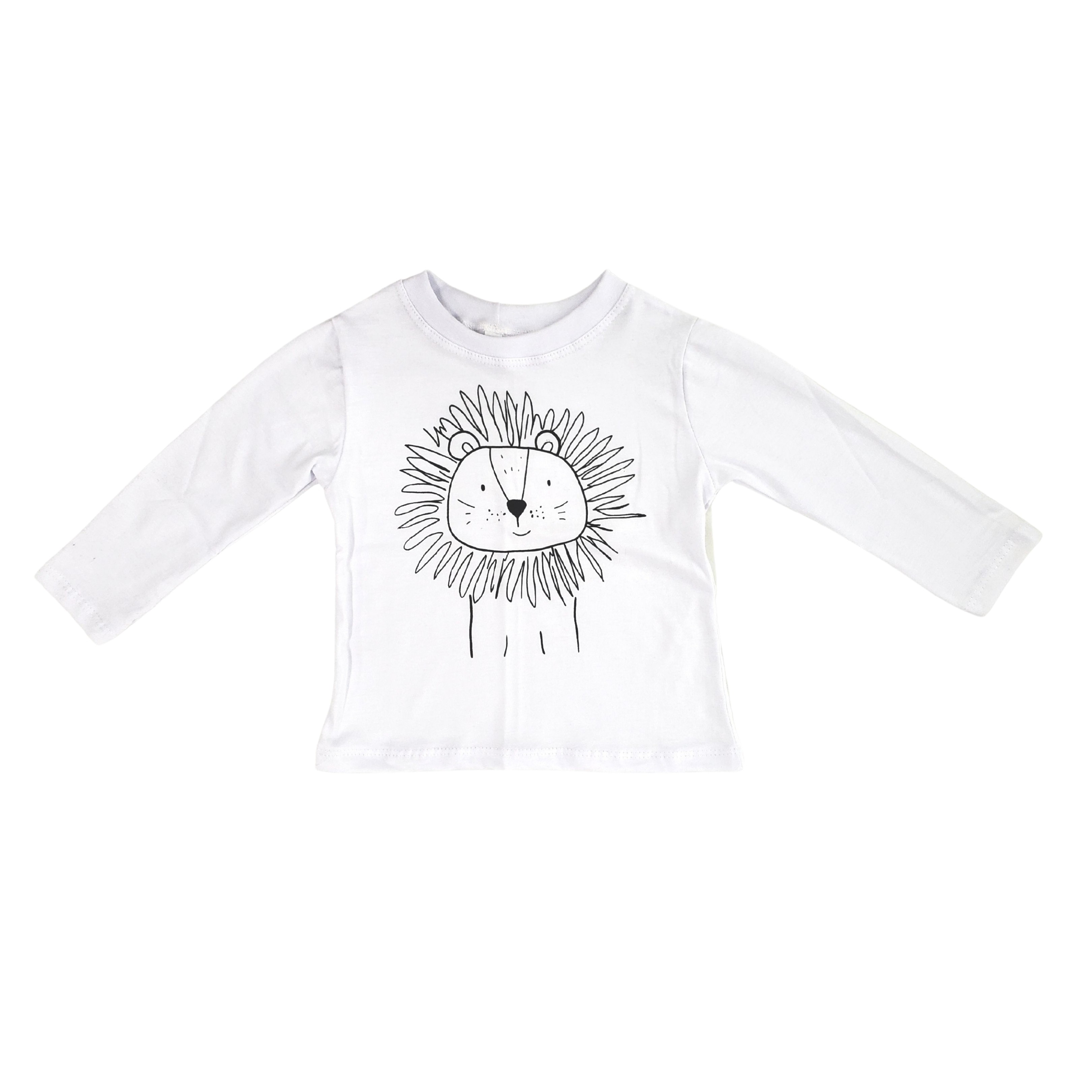 Camiseta Longa Branca Leãozinho