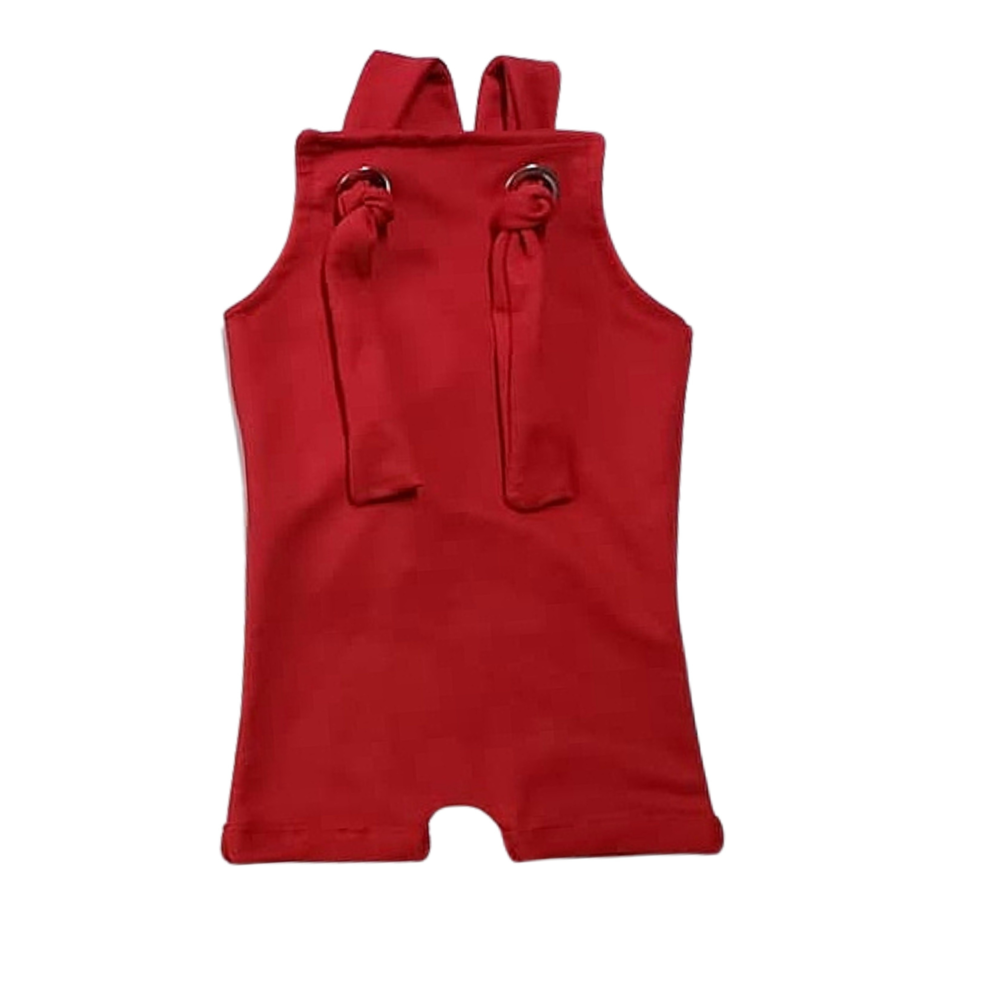 Jardineira Short com Ilhós Vermelha