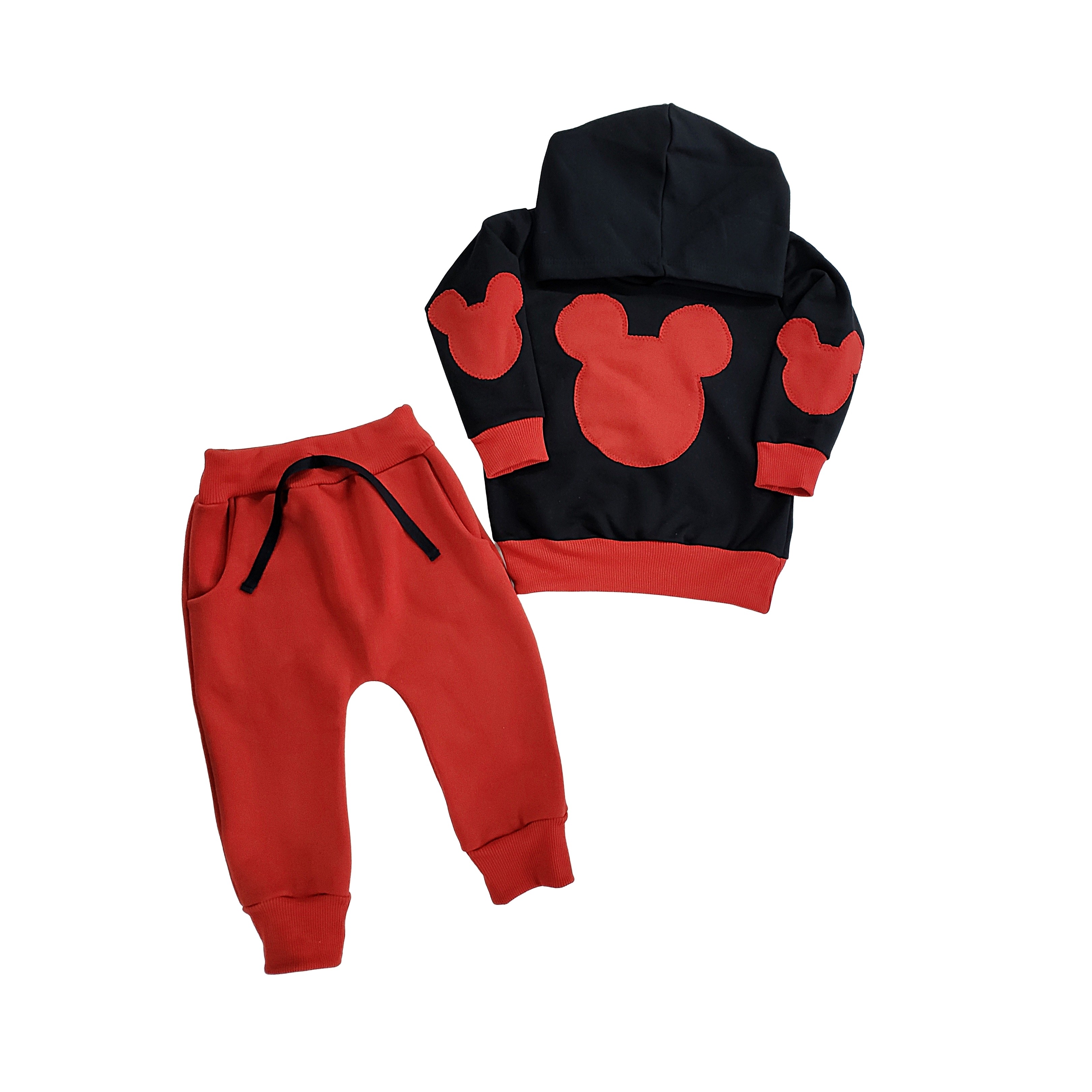 Conjunto Mickey Bordado Preto e vermelho mauricinho