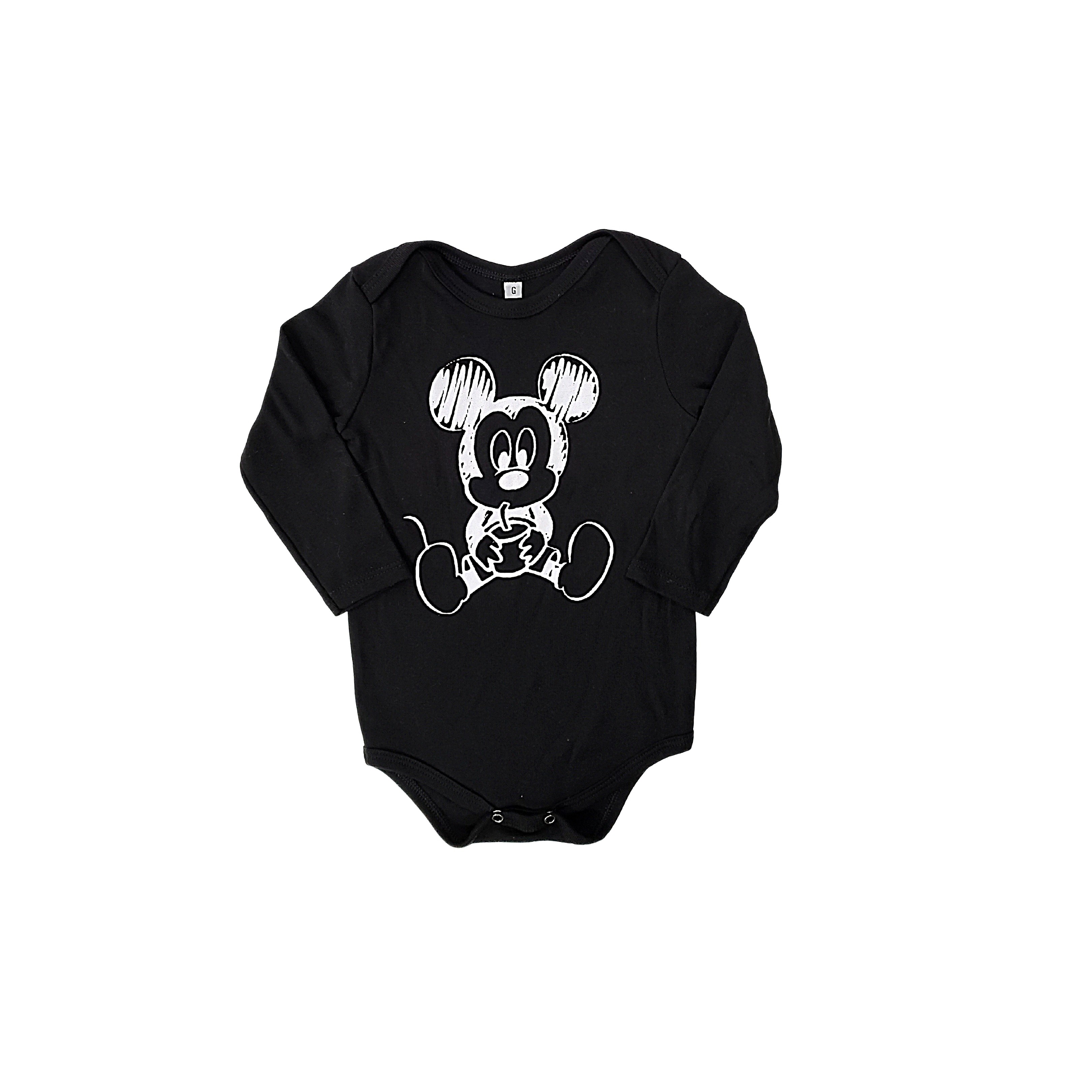 Body Longo Preto Mickey Canudinho