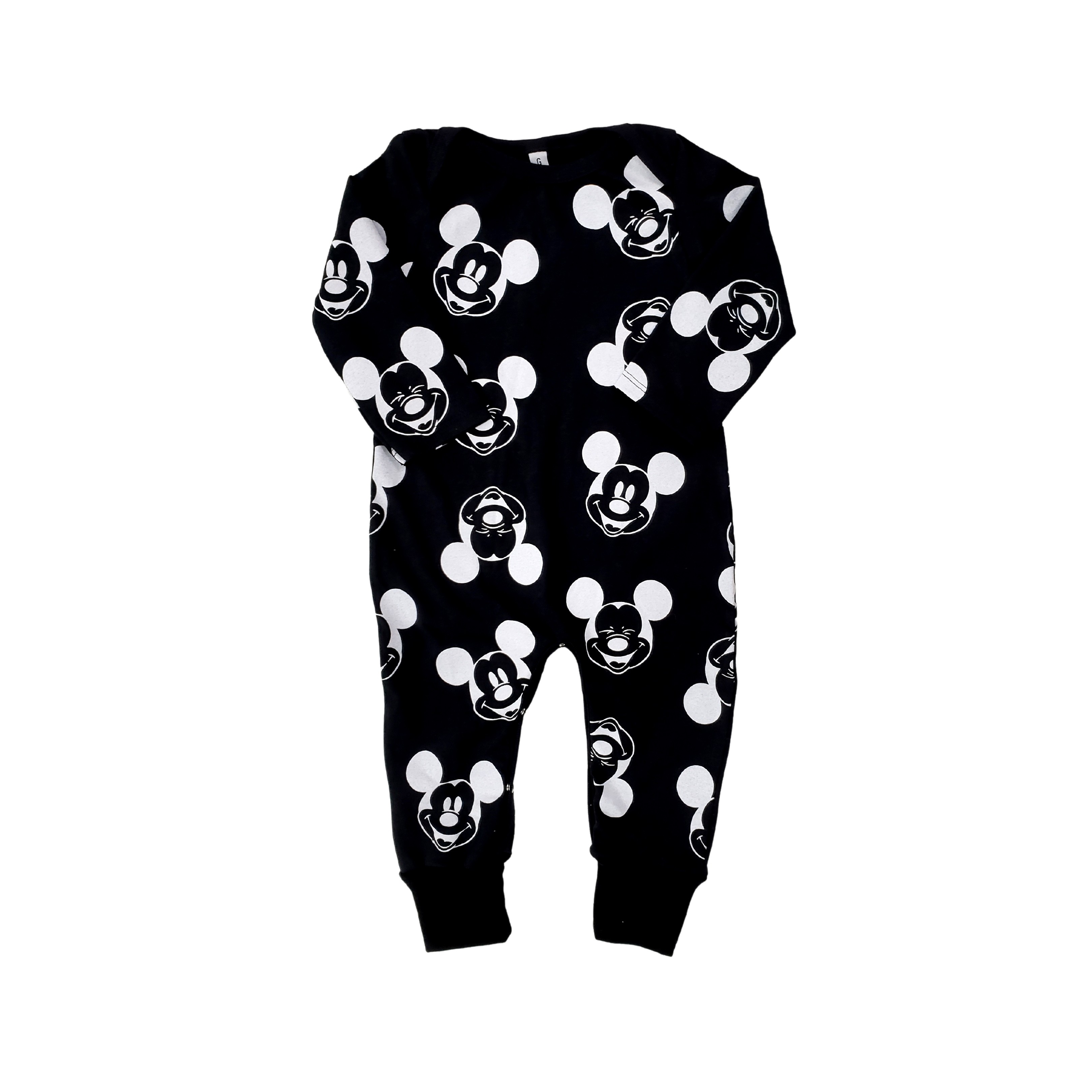 Macacão Meia Malha Preto Vários Mickeys