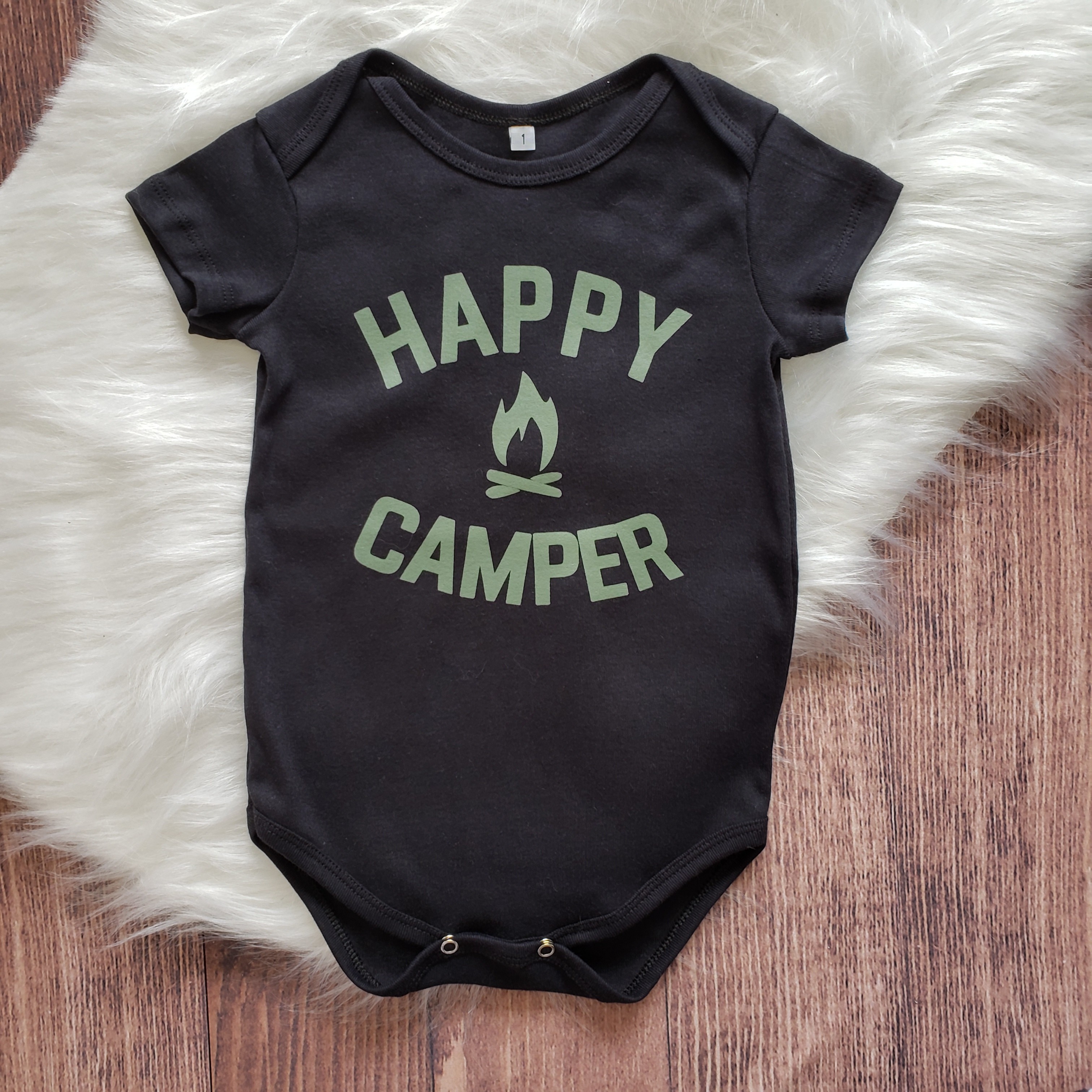 Body Preto Curto Happy Camper Verde