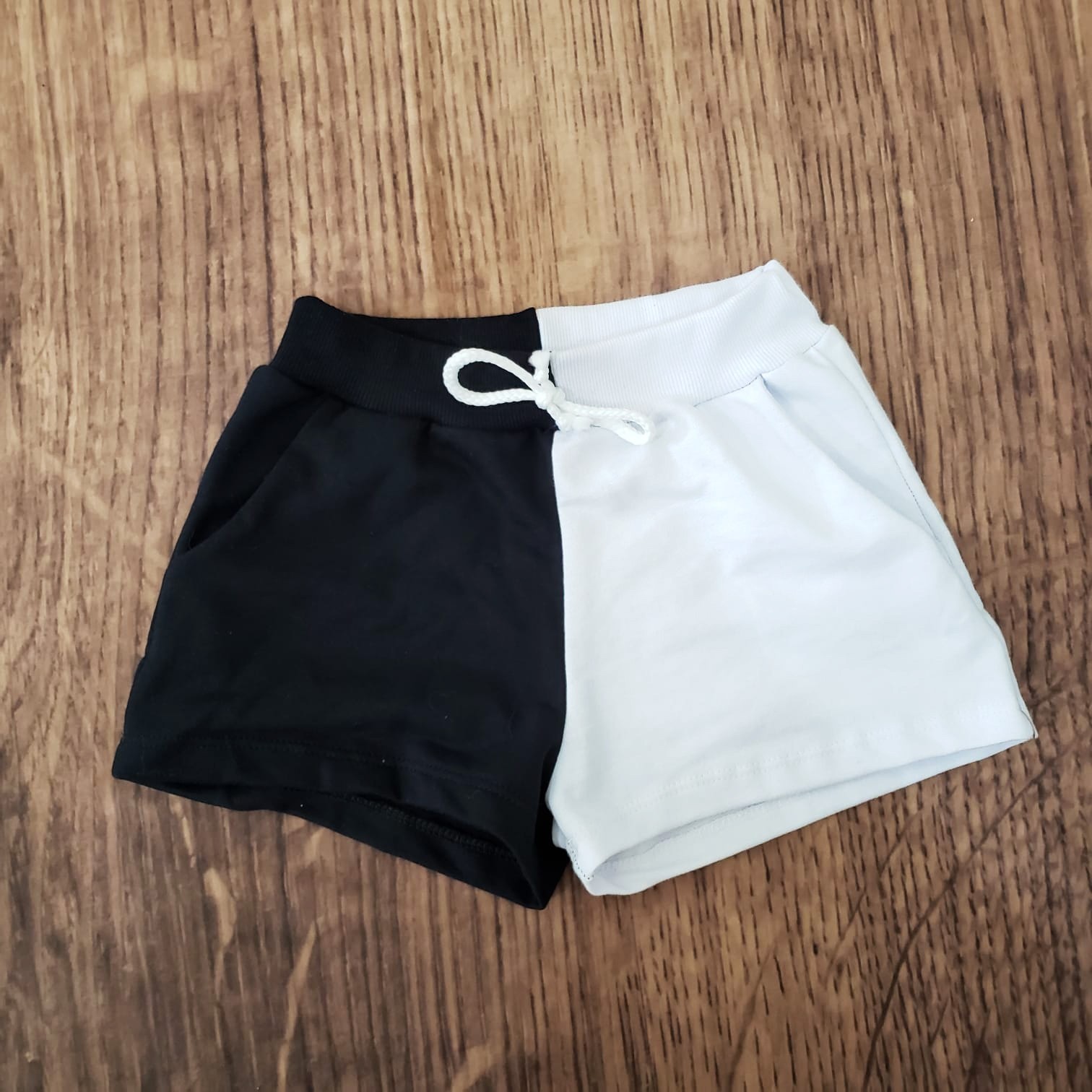 Shorts duo feminino infantil preto e branco