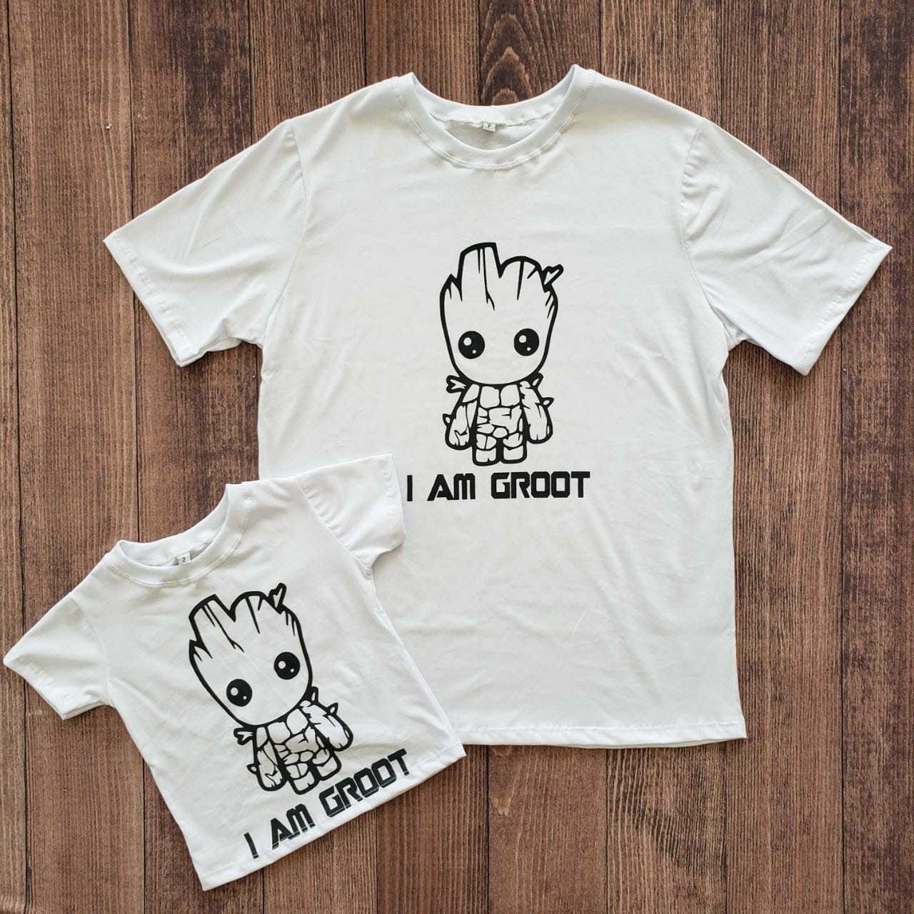 Kit Camiseta Branco I am Groot