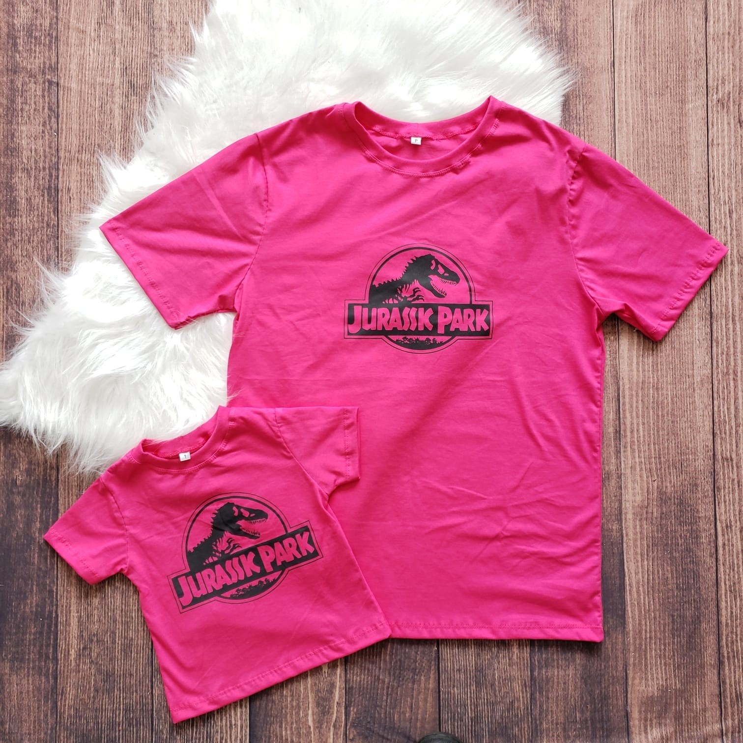 Kit Camiseta Rosa Pink Jurassic Park