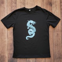 Camiseta Preto Dragão Azul Adulto