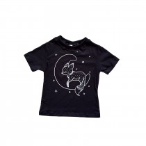 Camiseta Preta Raposinha na Lua