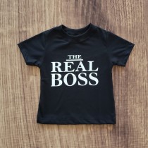 Camiseta curta preta the real boss infantil