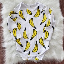 Body Manga Longa Branco Bananas