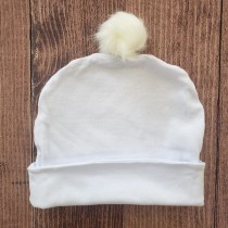 Touca Branca Pompom Infantil