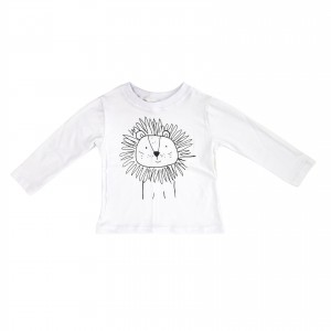 Camiseta Longa Branca Leãozinho