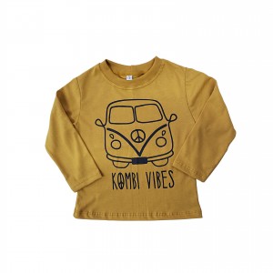 Camiseta Longa Mostarda Kombi Vibes