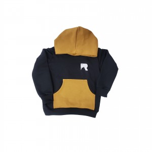 Blusa Moletom Preto com Mostarda Remi Branco