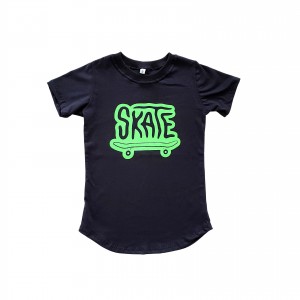 Camiseta Preto Long Skate Verde Neon