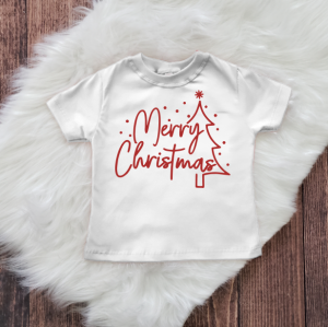 Camiseta Infantil/Juvenil Branca Merry Christmas